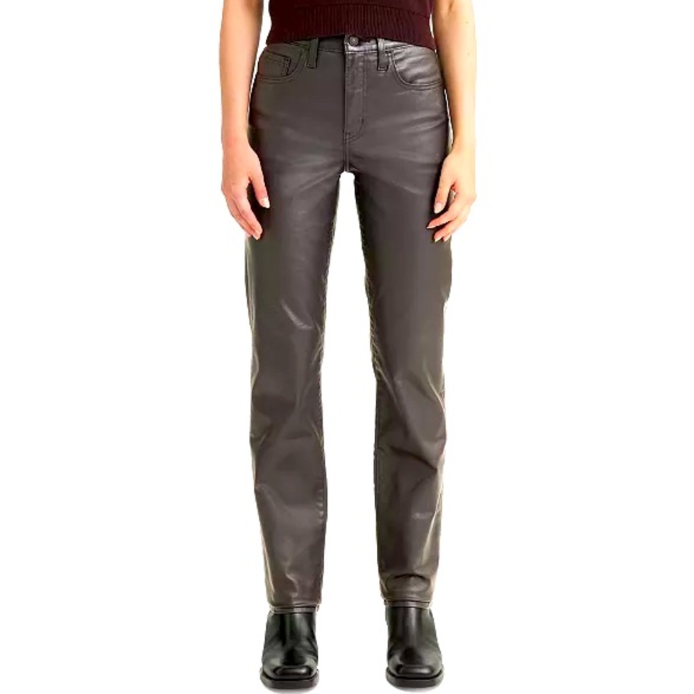 Levi’s Denim 724 High Rise Straight Leg Charcoal Silver Coated Edgy Jeans New 26
